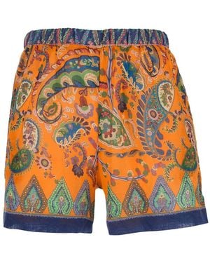 Etro Shorts Ramie - Orange