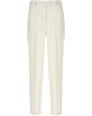 Kiton Tailored Viscose Cigarette Pants With Button Closure - White