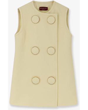 Gucci Viscose Vest With Maxi Buttons - Natural