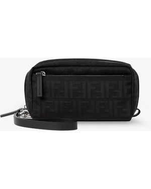 Fendi Ff Zucca Jacquard Fabric Clutch Bag - Black