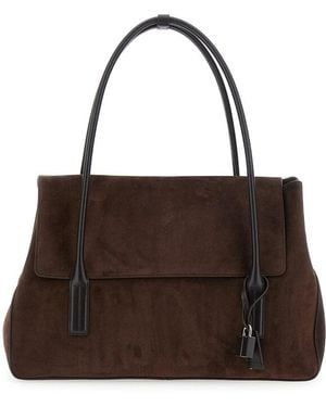 Tom Ford Large Eclipse Suede Bag - Brown