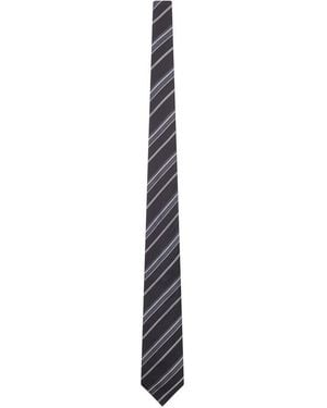 Tom Ford Silk Tie With Diagonal Stripes - White
