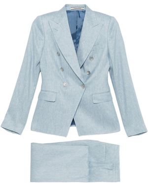 Tagliatore Linen Double-Breasted Suit - Blue