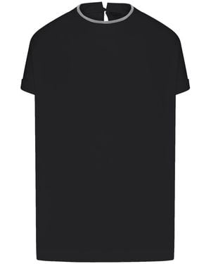 Brunello Cucinelli Jersey T-Shirt With Precious Faux Layering - Black