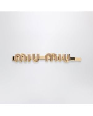Miu Miu Enameled Brass Orchid Clip - Metallic
