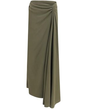 McQueen Draped Long Skirt - Green