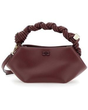 Ganni 'Bou' Bordeaux Mini Handbag With Braided Handle And Removable Shoulder Strap - Purple