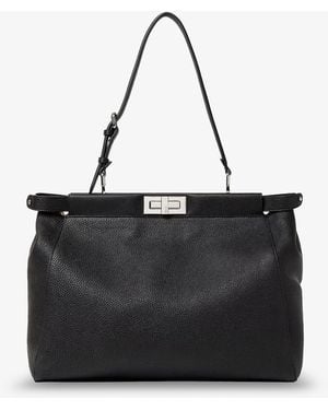 Fendi My Peekaboo Large Leather Crossbody Bag - Black