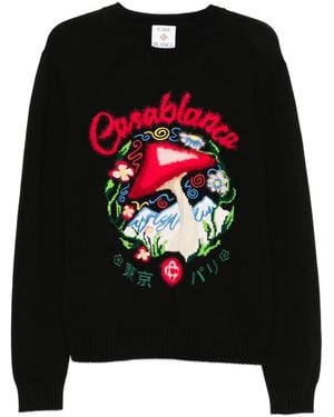 CASABLANCA Embroidered Sweater - Black