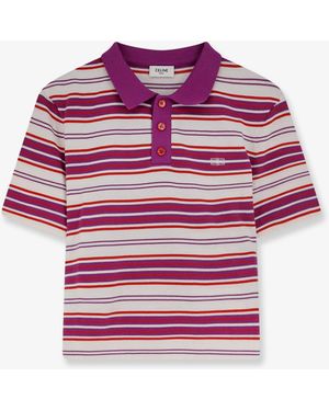 Celine Cotton Polo Shirt With Striped Pattern - Red