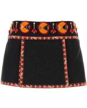 PUCCI Emilio Gabardine Mini Skirt - Black
