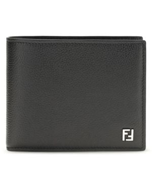Fendi Leather Bifold Wallet - Gray