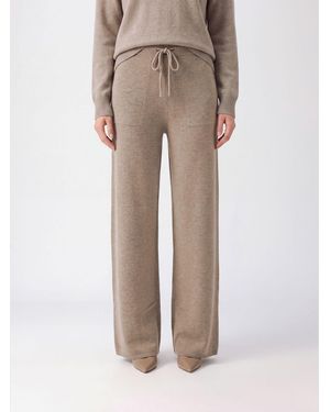 Max Mara High-Waisted Pure Cashmere Knit Wide-Leg Pants - Natural