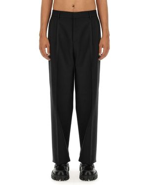 Versace Wide Leg Virgin Wool Pants - Black