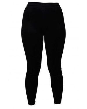 Saint Laurent Velvet High-Waist Leggings - Black