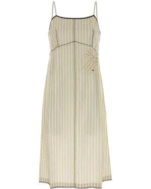 Prada Embroidered Cupro Dress - White