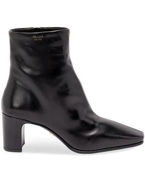 Prada Leather Booties - White