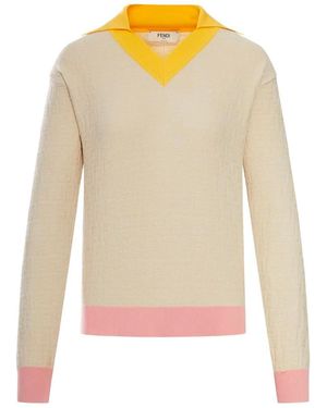 Fendi Light Cotton And Silk Sweater - Natural