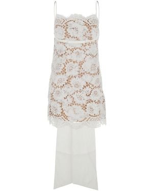 Self-Portrait Lace Satin Bow Mini Dress - White