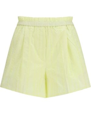 forte_forte Forte_Forte Les Fleurs Embroidery Cotton Poplin Shorts - Yellow
