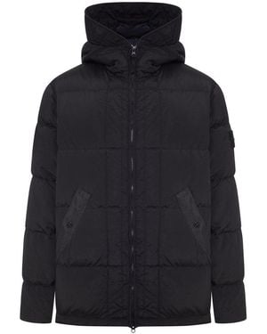 Stone Island Quilted Nylon Down Vest With High Collar - Blue
