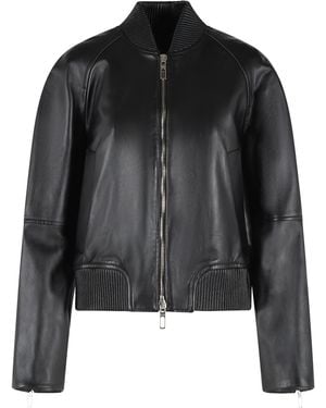 Sportmax 'Amour' Nappa Leather Bomber Jacket - Black
