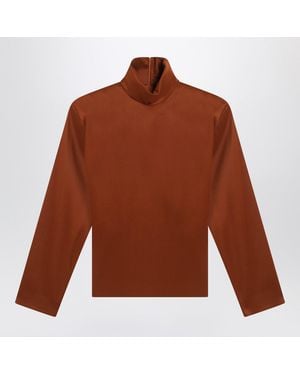 Saint Laurent Caramel Silk-Blend Blouse - Brown