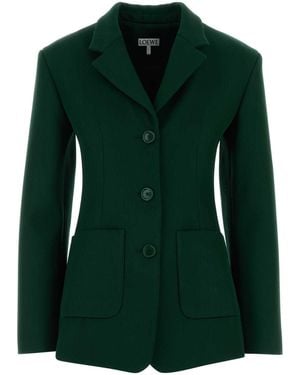 Loewe Dark Wool Blend Blazer - Green