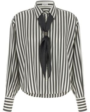 Brunello Cucinelli Shirt With Scarf - Black
