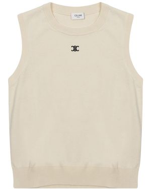 Celine Gilet Con Logo - Natural