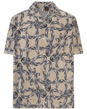 Loewe X Paula's Ibiza Short-Sleeved Shirt With All-Over Anagram - Gray