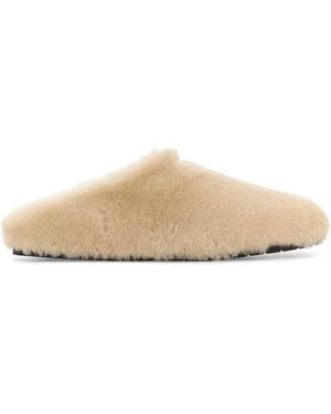 Prada Sand Shearling Slippers - Brown