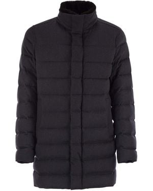 Herno Down Jacket With Fur Collar - Blue