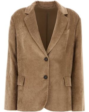 Brunello Cucinelli Cappuccino Velvet Blazer - Brown