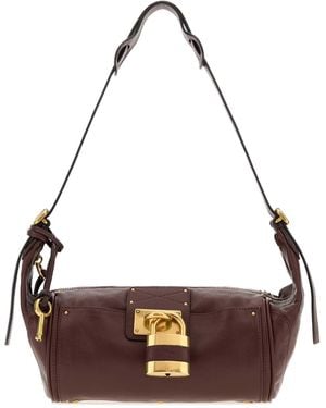 Chloé Burgundy Leather Paddington Shoulder Bag - Metallic
