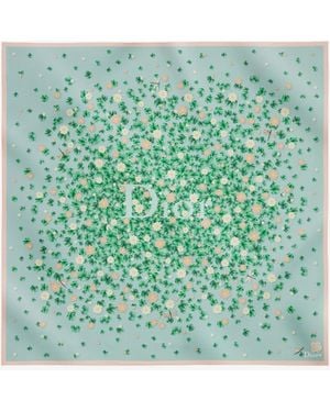 Dior Dior Silk Scarf With Water Lily 90 Motif - Green