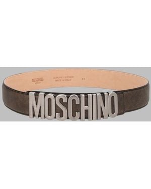 Moschino Leather Belt - Gray