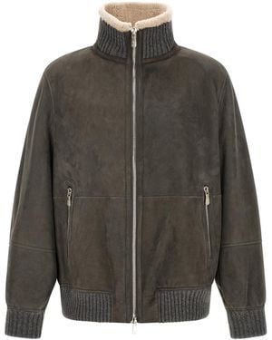 Brunello Cucinelli Leather Jacket - Gray