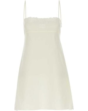 Miu Miu Linen Blend Mini Dress - White