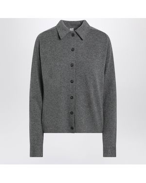 TOTEME Dark Melange Cashmere Cardigan - Gray