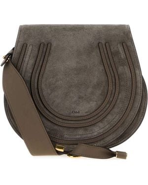 Chloé Dark Suede Marcie Crossbody Bag - Gray