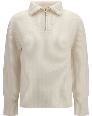 forte_forte Forte_Forte Wool And Cashmere Half Zip Sweater - White