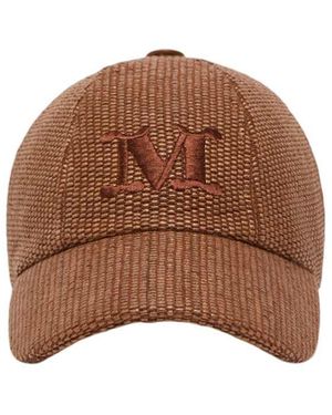 Max Mara Raffia-Effect Baseball Cap - Brown