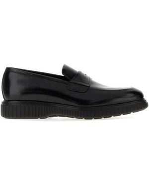Ferragamo Salvatore Leather Simone Loafers - Black