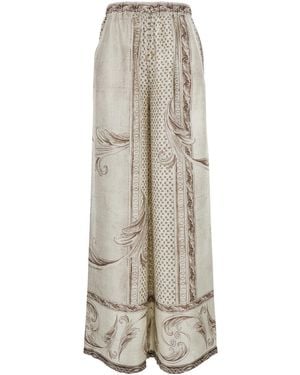 Max Mara 'Rive' Whitetrousers All-Over Geometric Print