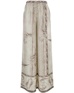 Max Mara 'Rive' Whitetrousers All-Over Geometric Print