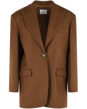 ANDAMANE 'Teresa' Oversize Virgin Wool Blazer - Brown