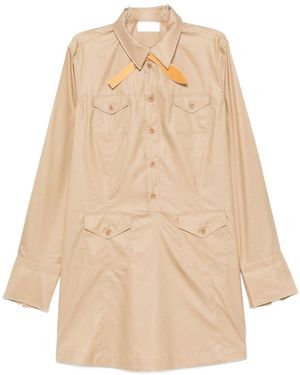 Celine Cotton And Silk Short Dress - Natural