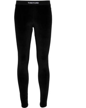 Tom Ford Stretch Lustrous Velour Signature Leggings - Blue