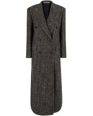 Tagliatore Double-Breasted Coat With Herringbone Motif - Black